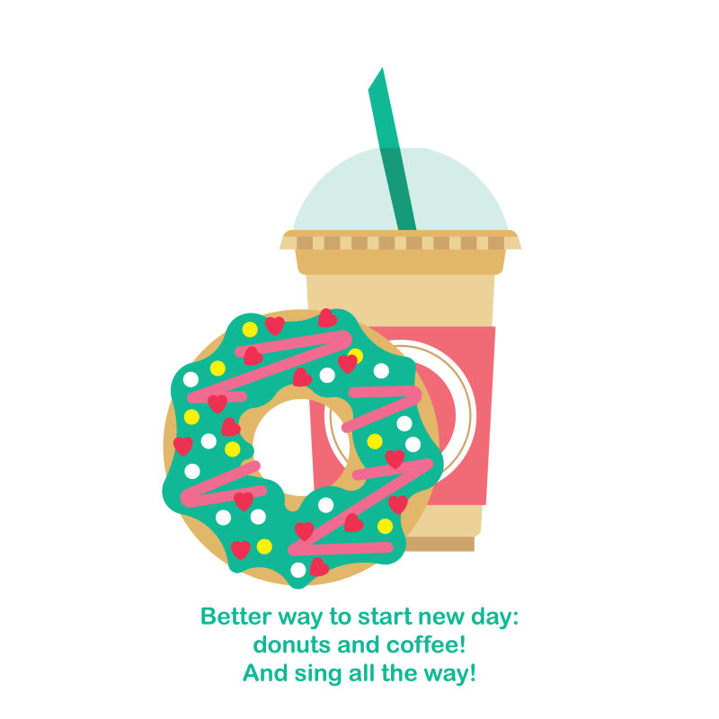 创意矢量手绘甜甜圈插图