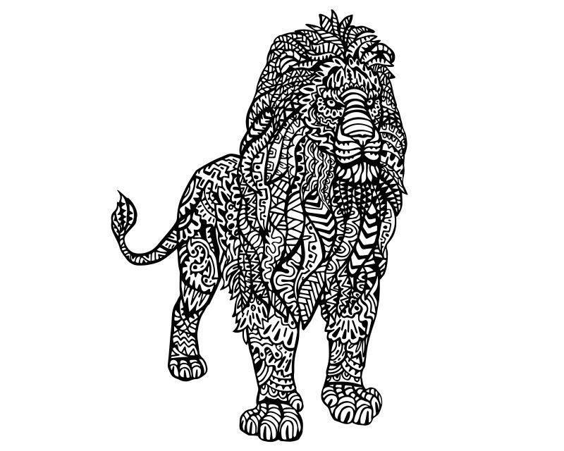 矢量狮子传统图腾涂鸦设计