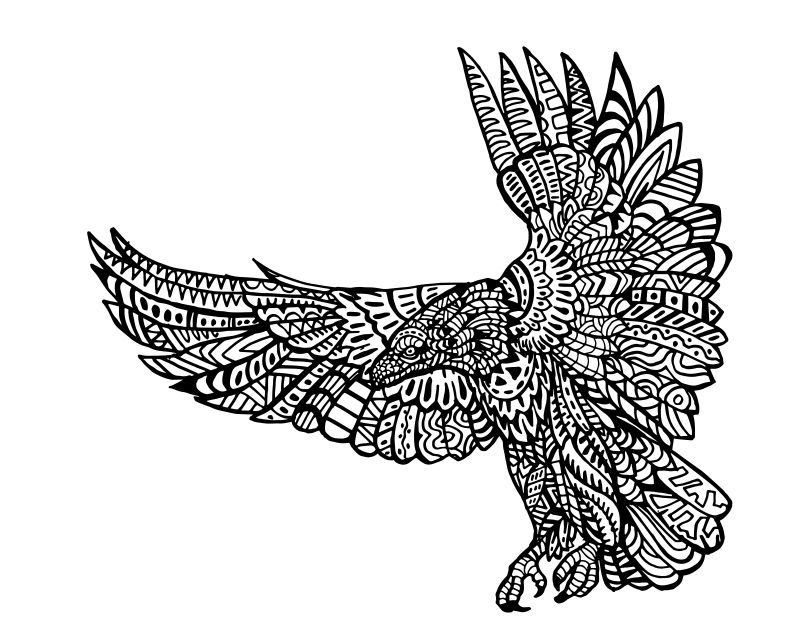 矢量老鹰传统图腾涂鸦设计