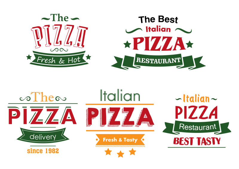 意大利比萨饼餐厅的矢量图标