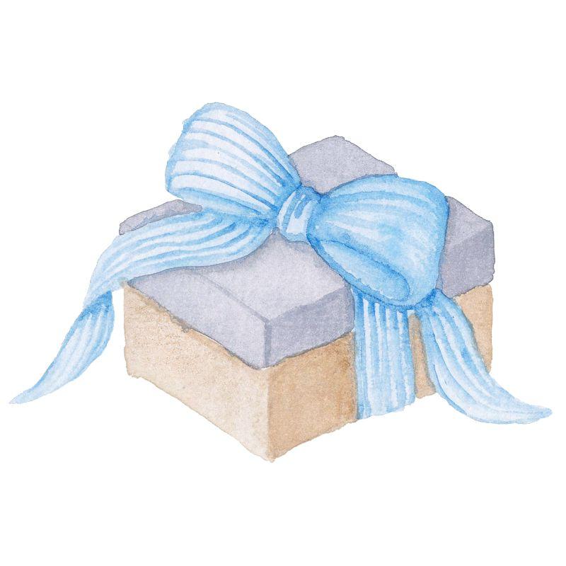 蓝色丝带礼品盒子