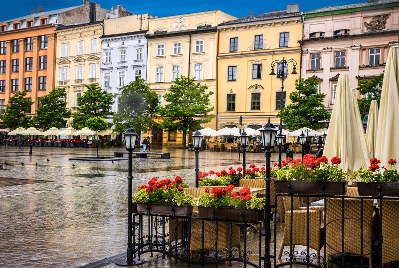 波兰历史中心克拉科夫美丽干净的街道