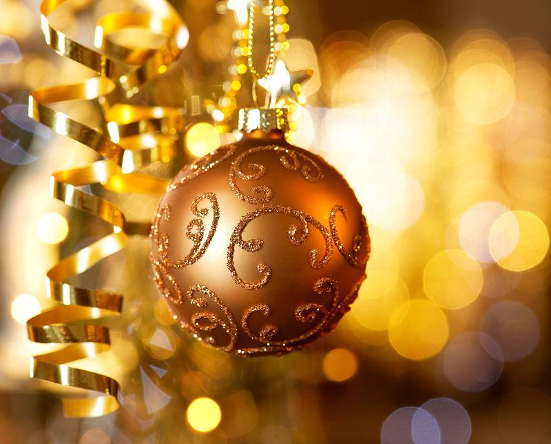 圣诞节金色装饰彩球