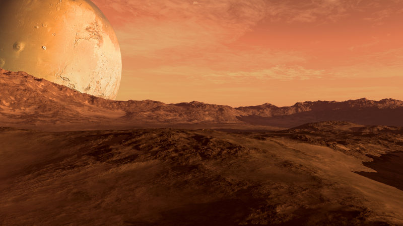 火星上的山脉与岩石