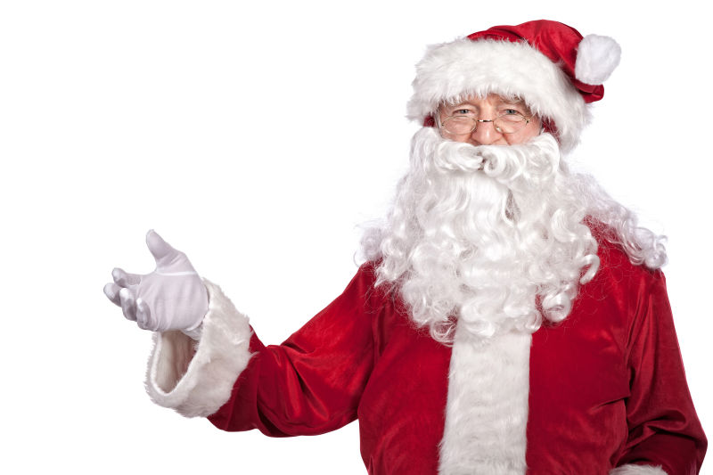 圣诞老人戴着白手套