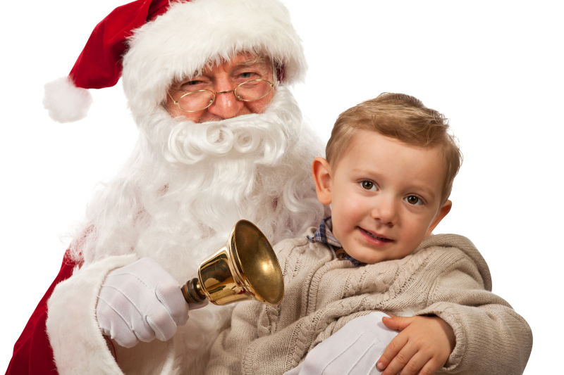 圣诞老人抱着一个可爱的孩子
