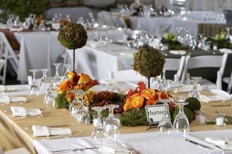 婚礼或宴会活动的餐桌设置