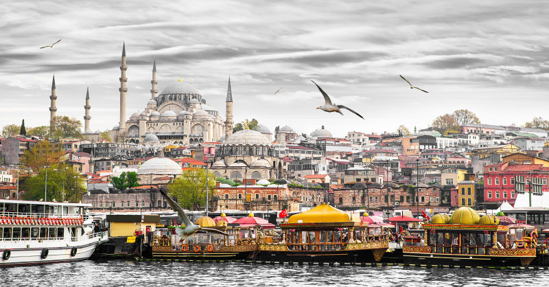 伊斯坦布尔首都土耳其东部旅游城市灰色天空