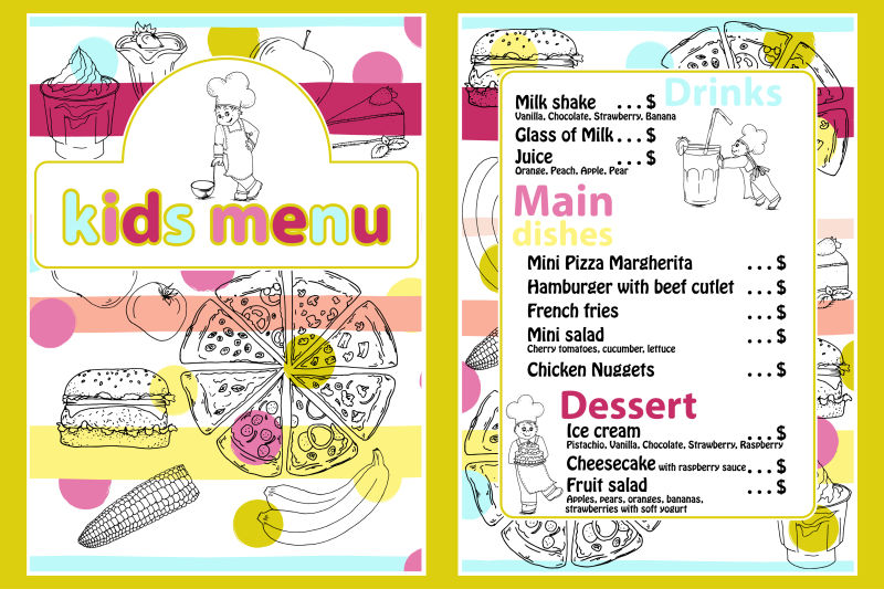 儿童彩绘菜单