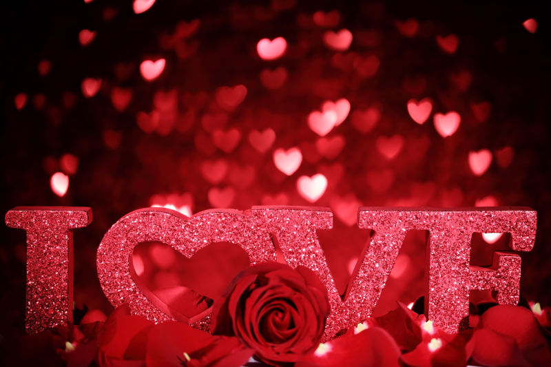 爱心背景下的浪漫爱情主题玫瑰