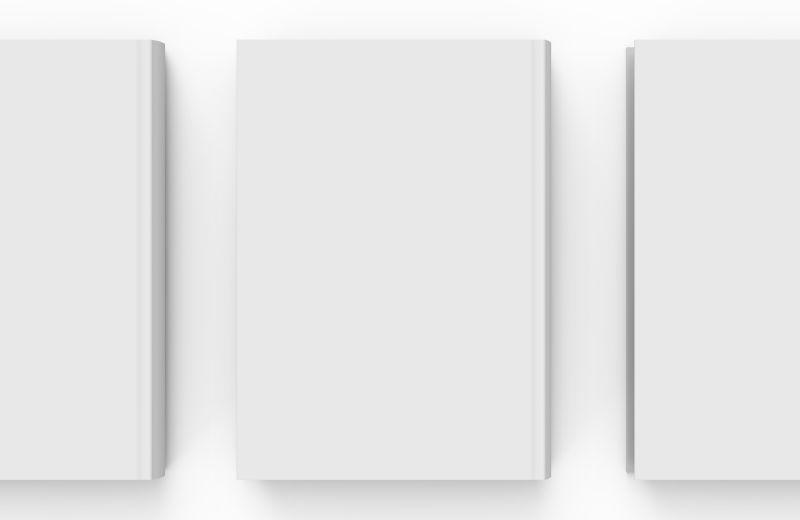 白色背景下的三本空白设计书籍