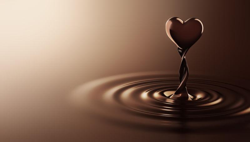 巧克力波纹中的心形巧克力