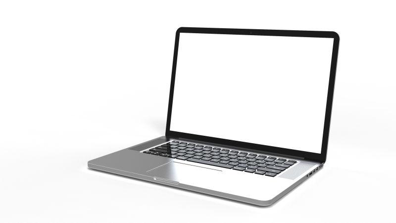 白色背景上的空白屏幕笔记本电脑