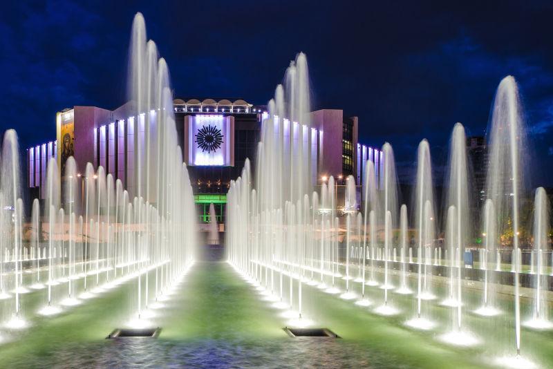 文化宫喷泉夜景