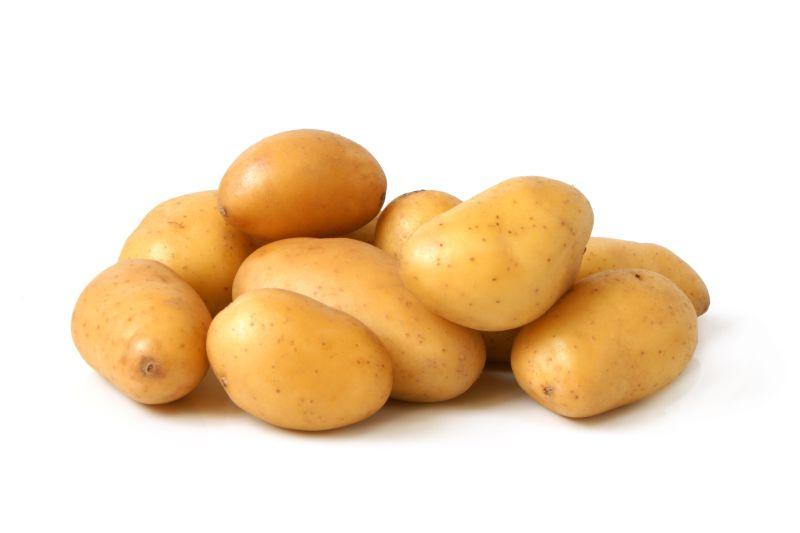 白色背景下新鲜的土豆
