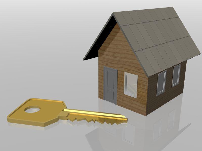 三维房屋模型和钥匙