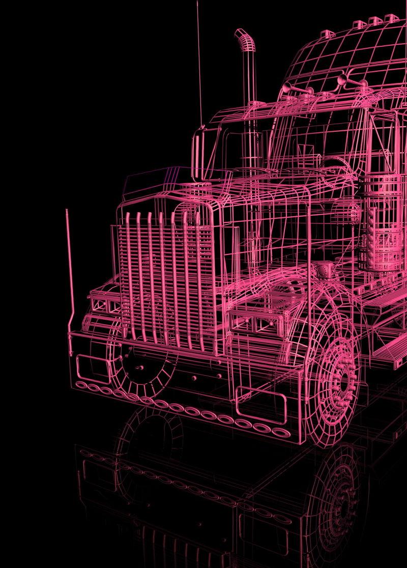 计算机创意3D卡车轮廓