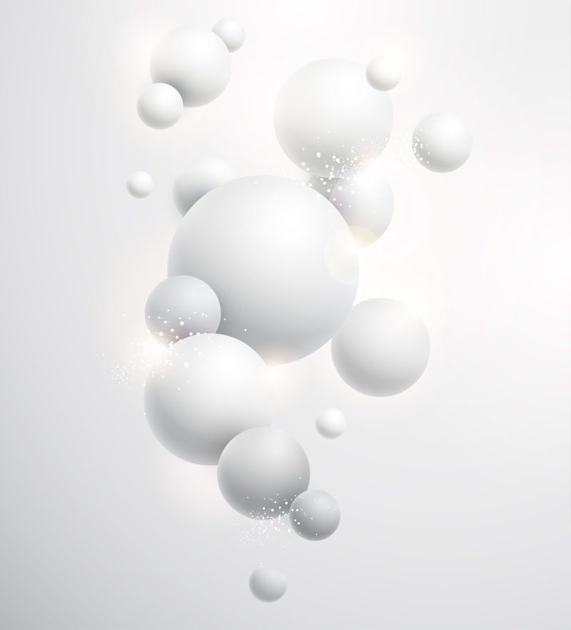 白色立体球形图案的矢量背景