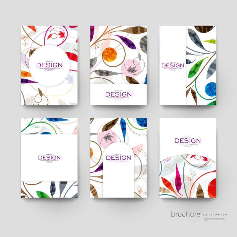 创意矢量彩色花卉装饰的小册子