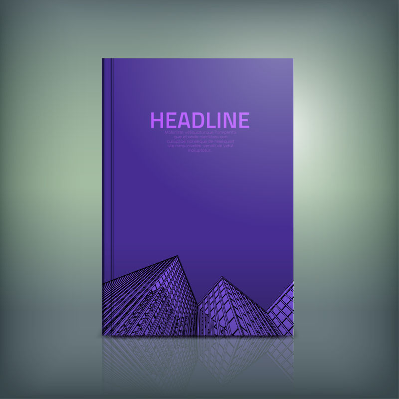 矢量紫色有建筑图形的商业手册封面设计