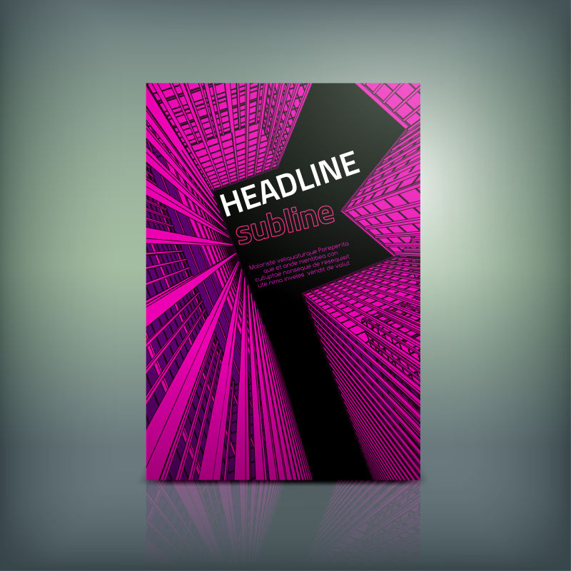 粉色建筑图形的矢量商业手册封面设计