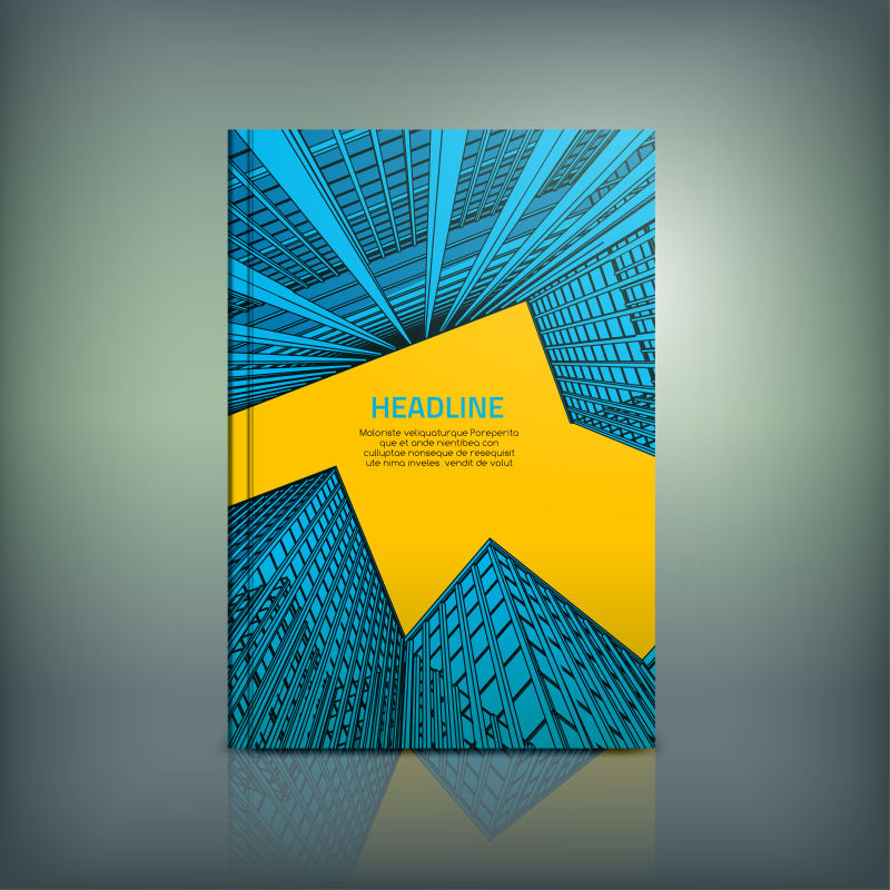创意矢量蓝色黄色撞色的商业手册封面设计