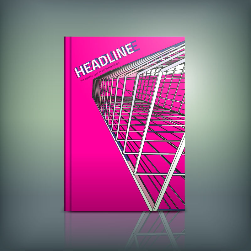 矢量粉色现代建筑图形的商业手册封面设计