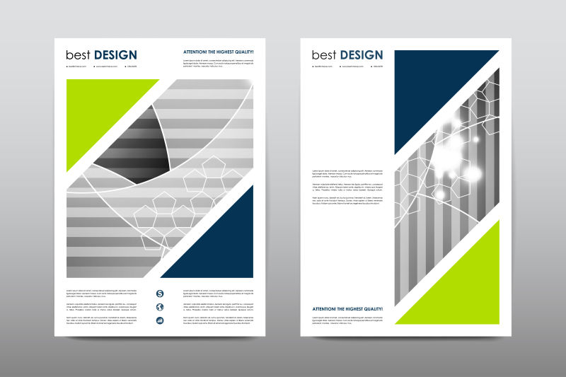 两种彩色三角形元素的矢量宣传册设计