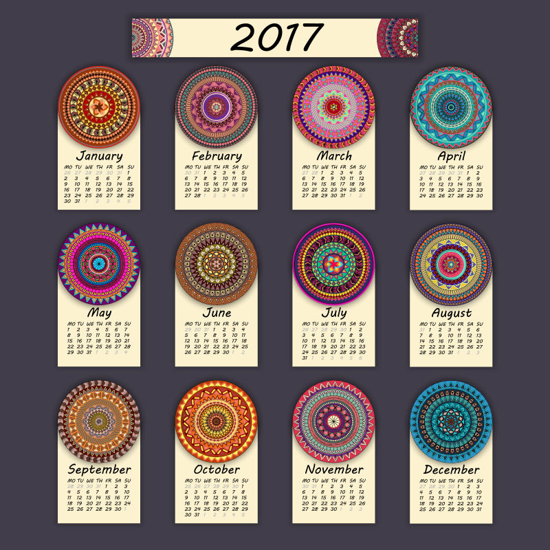 复古风格的2017年日历