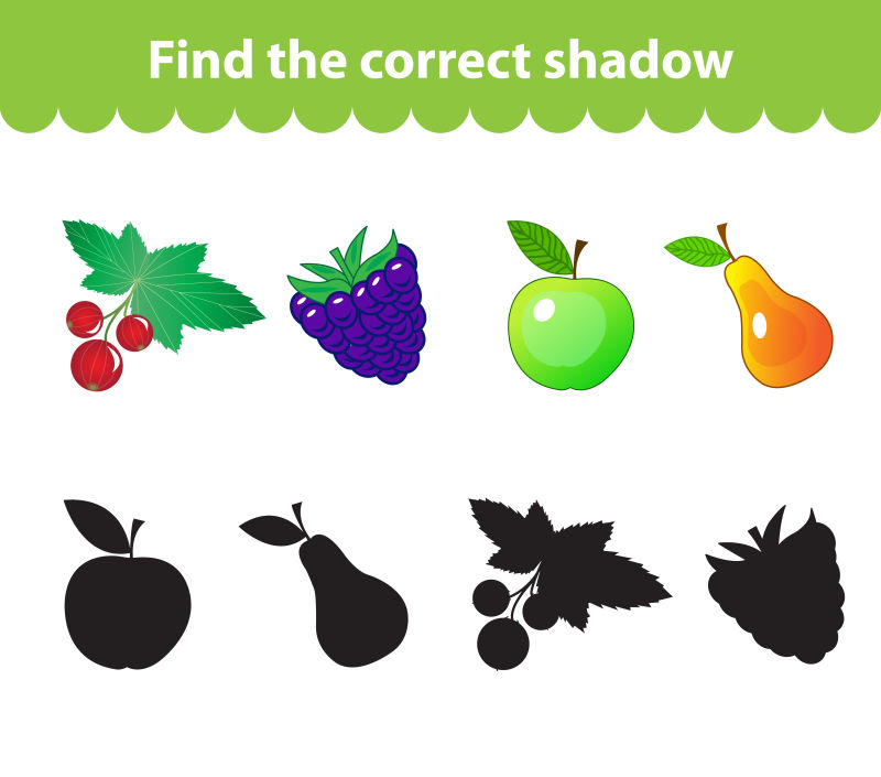创意矢量水果教育剪影游戏插图