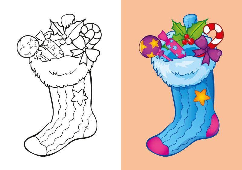 创意矢量圣诞袜装饰设计元素