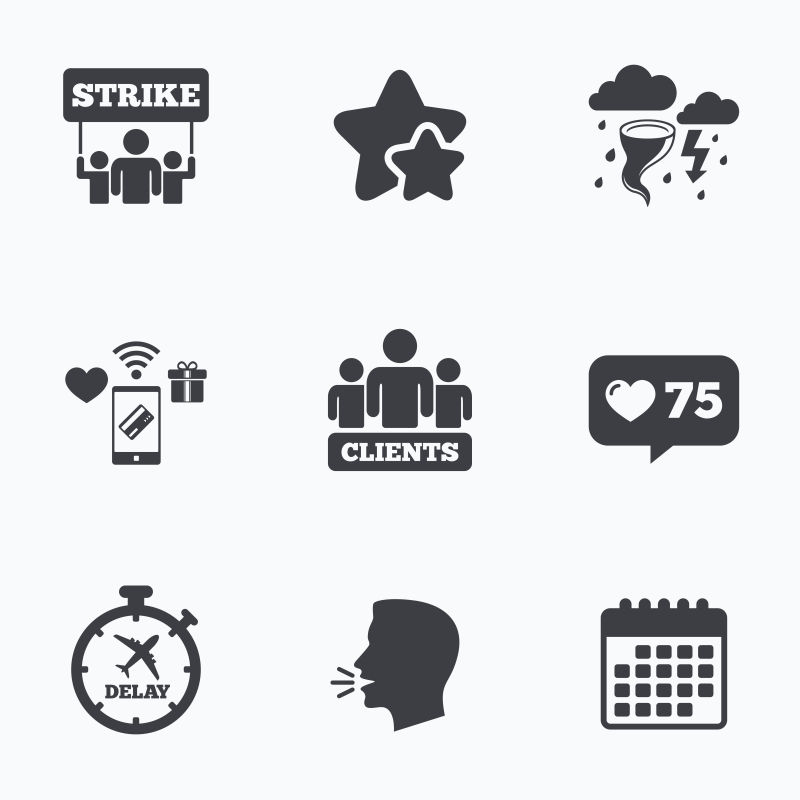 创意矢量罢工概念的图标设计