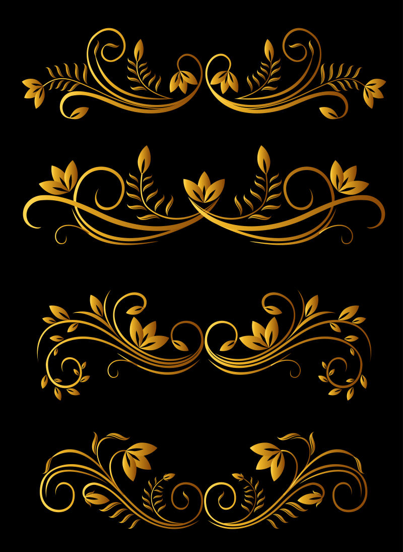 矢量创意金色装饰复古花纹设计元素