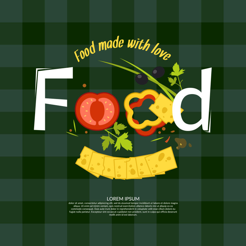 矢量的有机食物海报插图设计