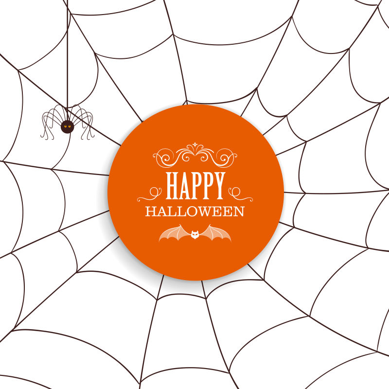 创意矢量蜘蛛网背景的万圣节贺卡设计