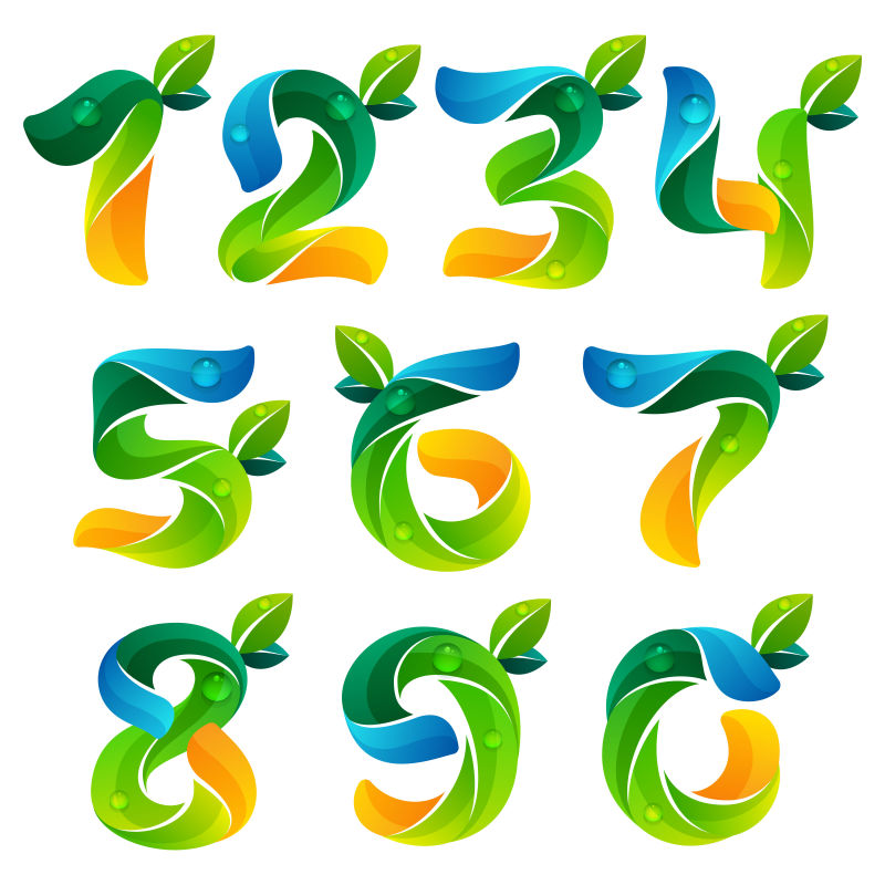 绿色树叶图案的矢量艺术数字设计