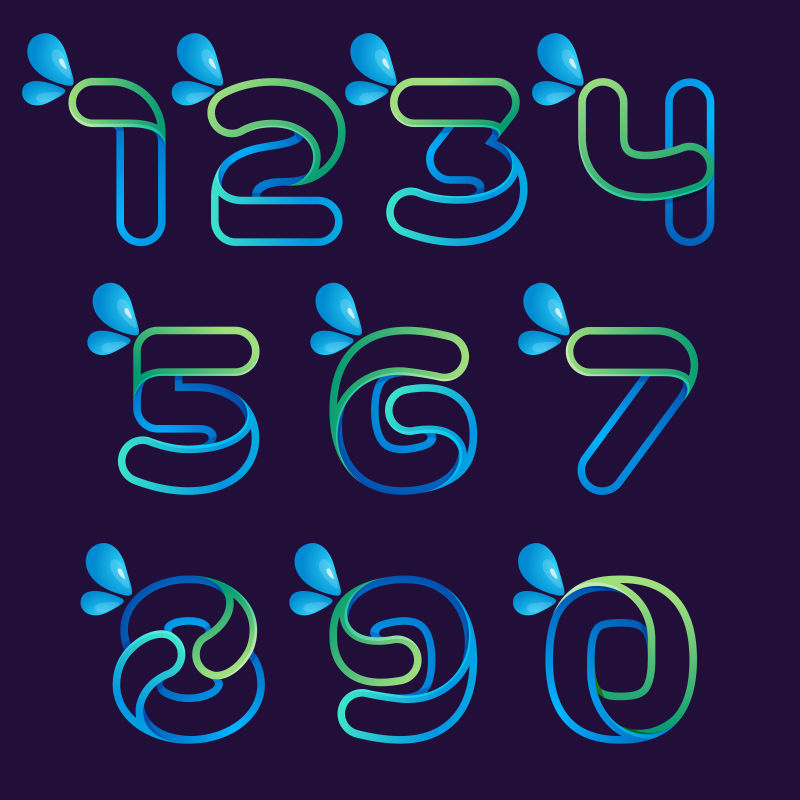 矢量的蓝色水滴图案艺术数字设计