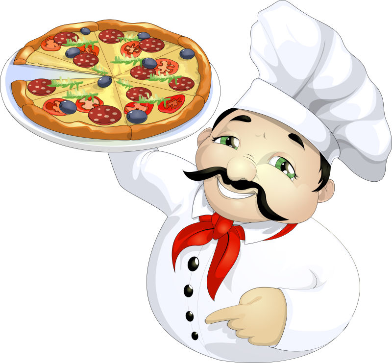 矢量的披萨大师插图