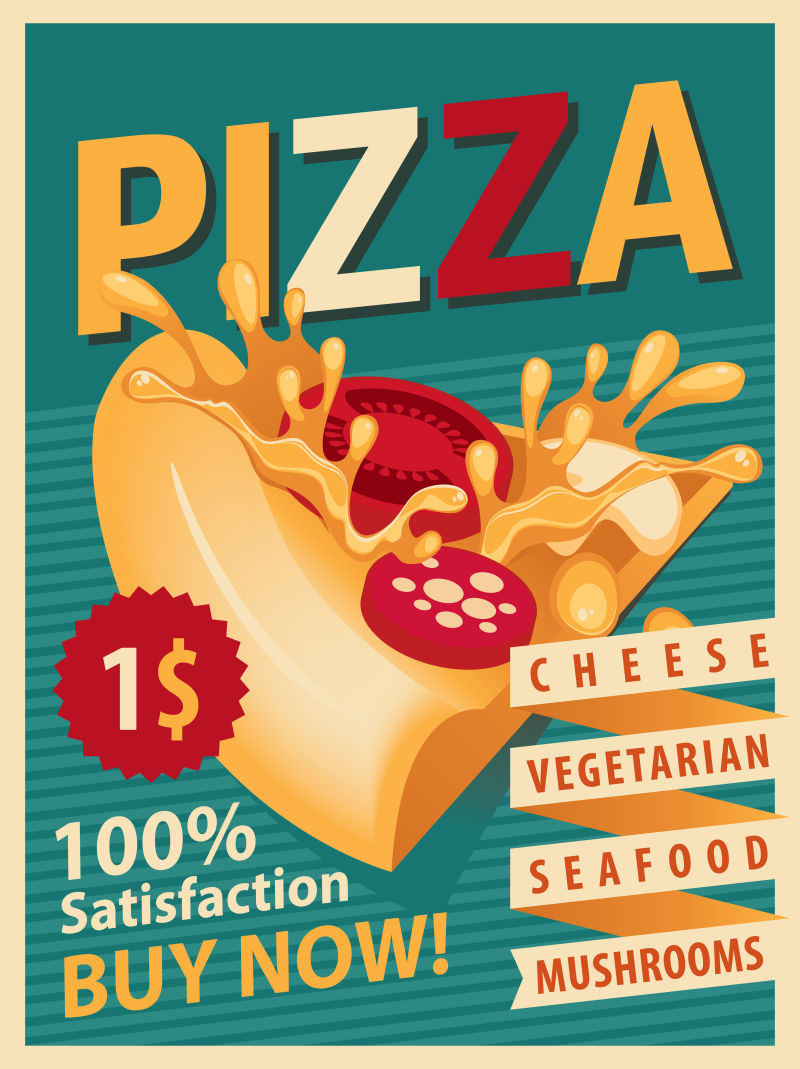 复古的比萨宣传海报设计