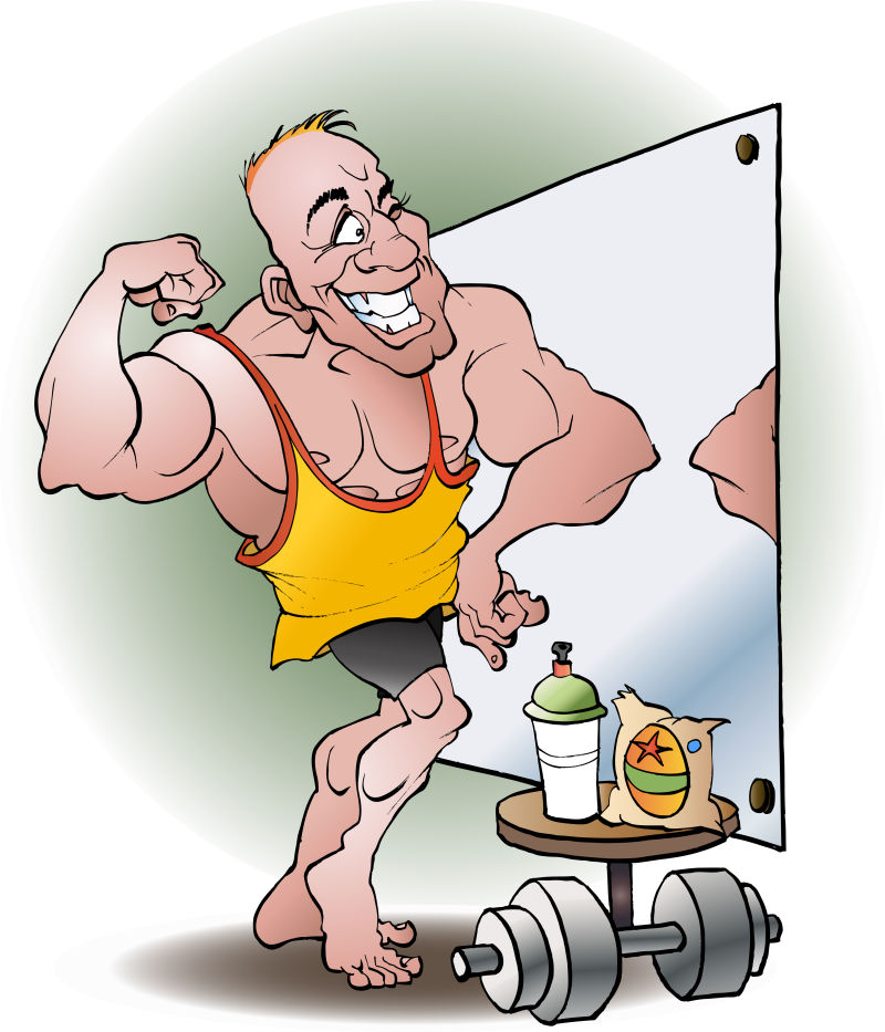 创意矢量卡通有健壮肌肉的男人插图