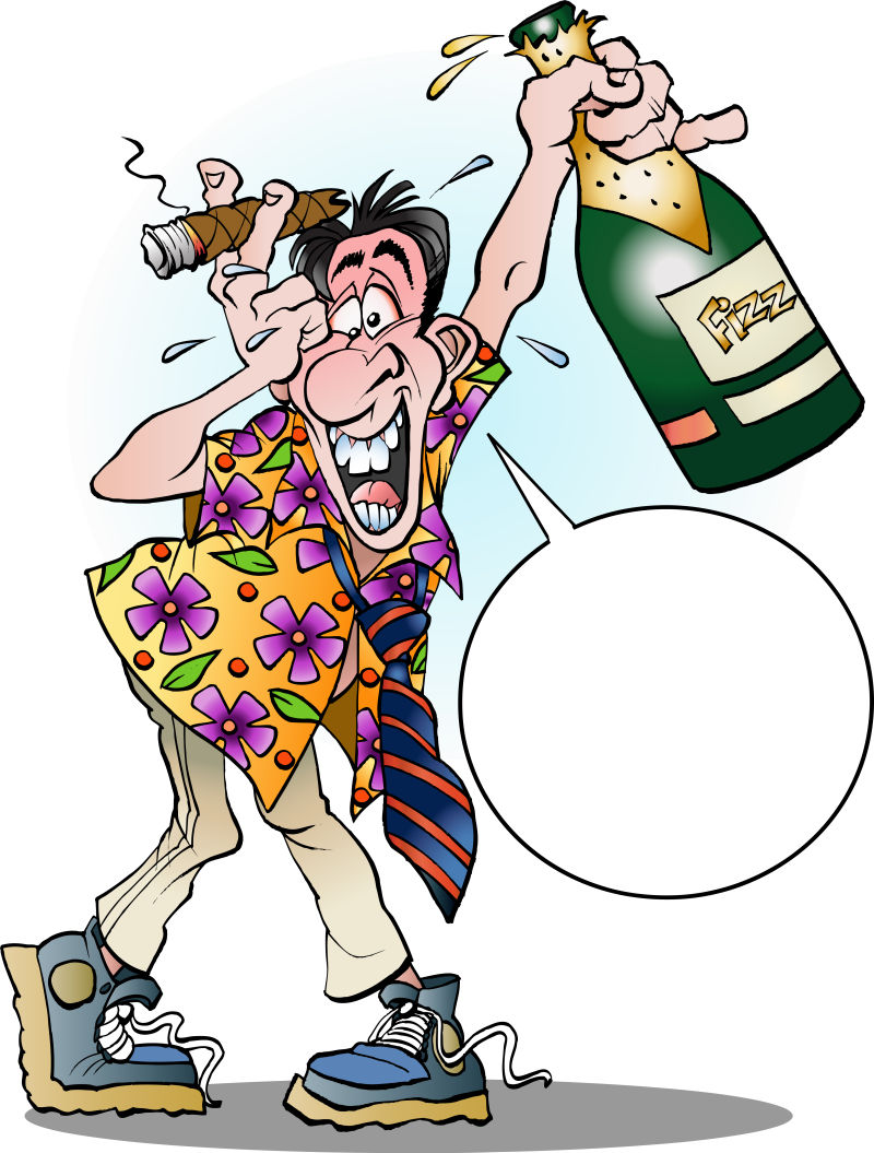创意矢量卡通喝酒庆祝的人的插图