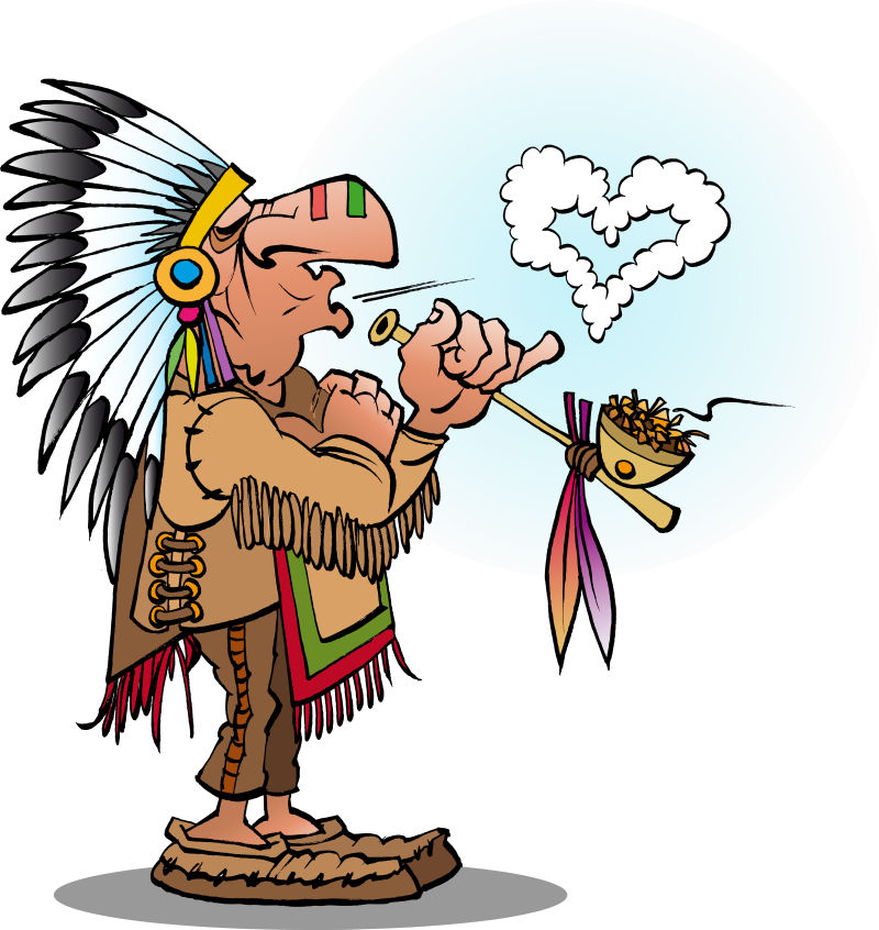 矢量卡通印第安酋长插图