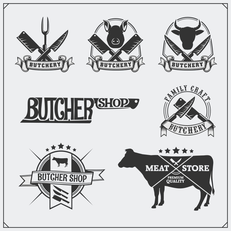 矢量的肉类标识设计