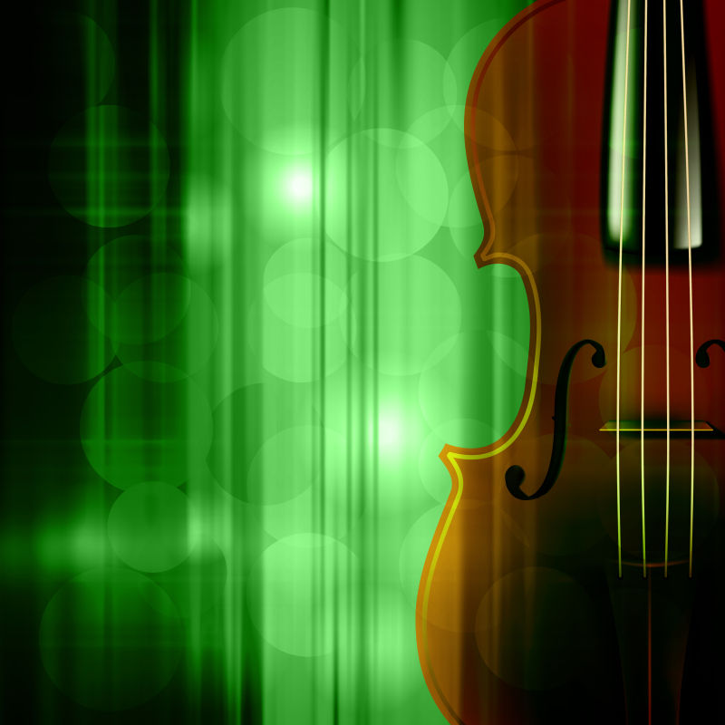 矢量抽象绿色老式小提琴音乐背景