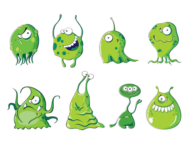 创意矢量绿色细菌插图