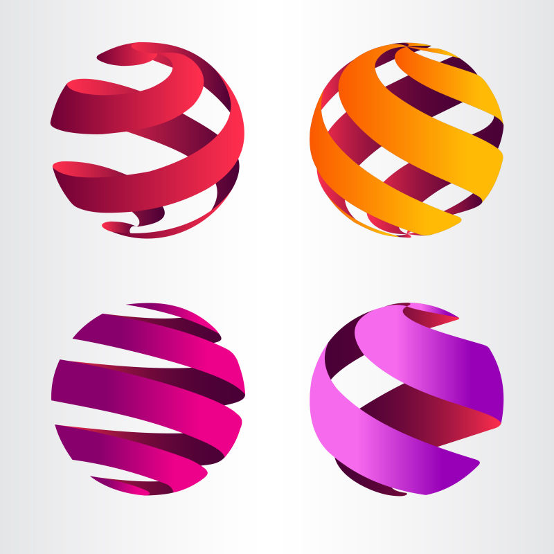 彩色抽象球体样式的矢量logo设计