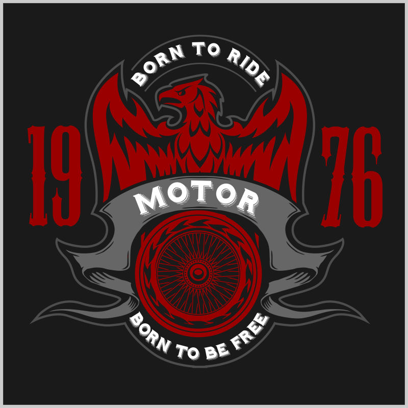 创意矢量美国老鹰元素的摩托车徽章设计