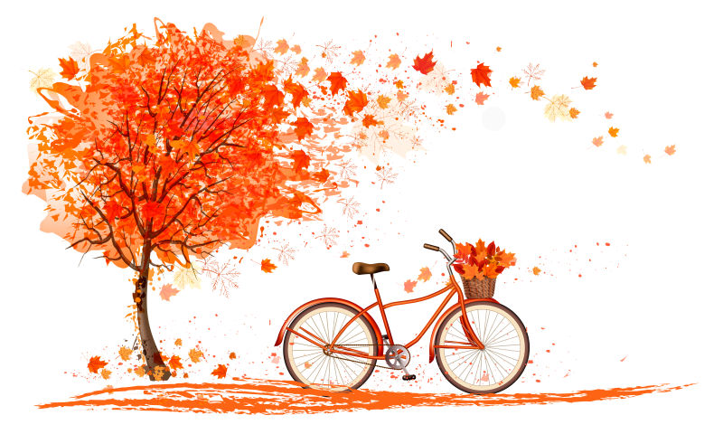 矢量的秋季主题浪漫插图