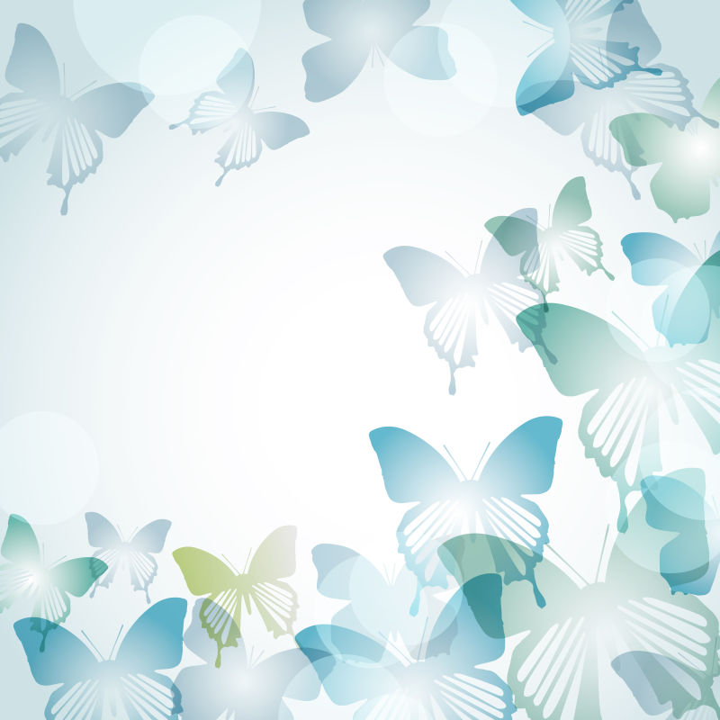 蓝色蝴蝶图案的矢量背景设计