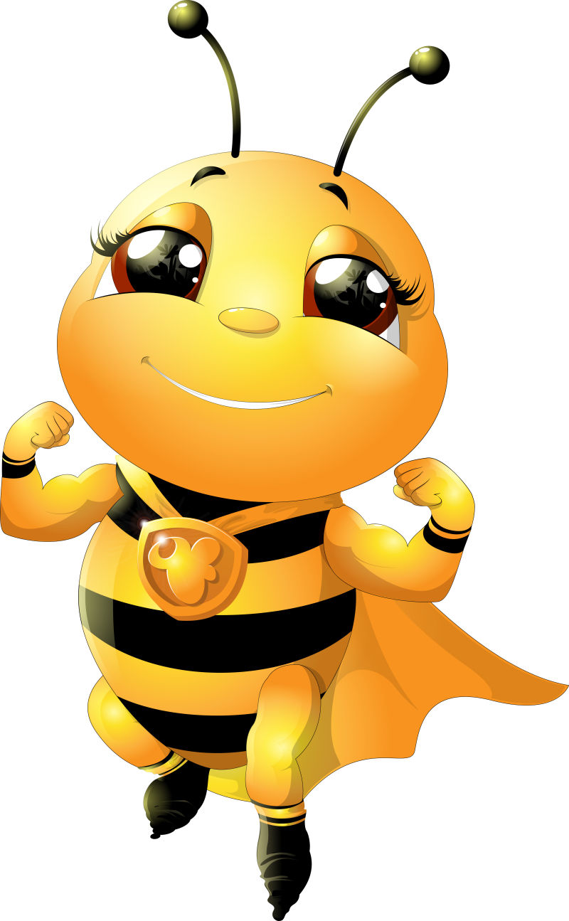 矢量卡通展示力量的小蜜蜂